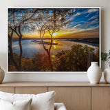 71863-MGV-FP-60X30-3P_White-Lake Sunset Wall Art – Scenic Nature Canvas Print with Trees and Golden Sky, Serene Landscape Decor for Living Room, Bedroom or