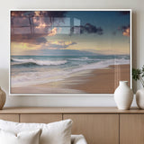 42253-MGV-FP-60X30-3P_White-Serene Beach Waves Wall Art – Tranquil Ocean Horizon Canvas Print, Coastal Seascape Decor for Living Room or Office Wall