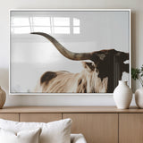 35866-MGV-FP-36X24-3P_White-Texas Longhorn Wall Art – Rustic Western Bull Canvas Print, Farmhouse Animal Photography Decor for Living Room, Office, or Ranch