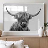 10123-MGV-FP-60X30-3P_White-Black and White Highland Cow Wall Art – Modern Farmhouse Animal Print, Rustic Scottish Bull Canvas Decor for Living Room, Bedroom,
