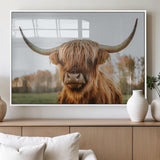 64824-MGV-FP-60X30-3P_White-Highland Cow Wall Art – Rustic Scottish Bull Canvas Print, Farmhouse Animal Decor for Living Room, Bedroom, Office or Cabin
