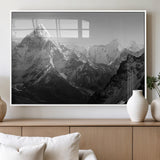 10775-MGV-FP-60X30-3P_White-Snow Capped Mountain Wall Art – Black and White Canvas Print of Majestic Peaks, Nature Landscape Photography for Office, Bedroom,
