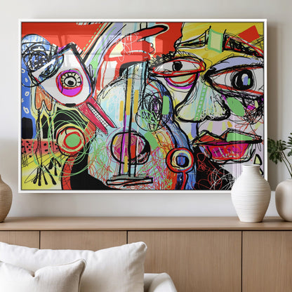 37796-MGV-FP-60X30-3P_White-Picasso Style Wall Art Canvas Print, Framed Picasso Art Picture Print, Picasso Cubism Perfect Modern Abstract Decor Artwork