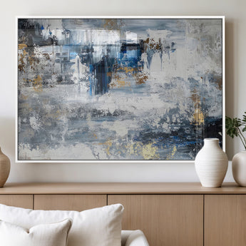 59716-MGV-FP-60X30-3P_White-Abstract Blue and Gold Wall Art – Modern Textured Canvas Print, Contemporary Painting for Living Room, Bedroom, or Office Decor