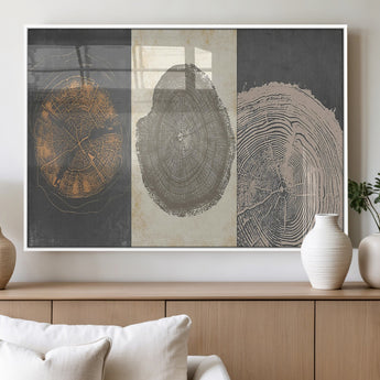 80725-MGV-FP-36X24-3P_White-Wood Tree Rings Wall Art Canvas Print, Framed Tree Rings Art Picture Print, Abstract Tree Rings Perfect Modern Boho Decor Artwork