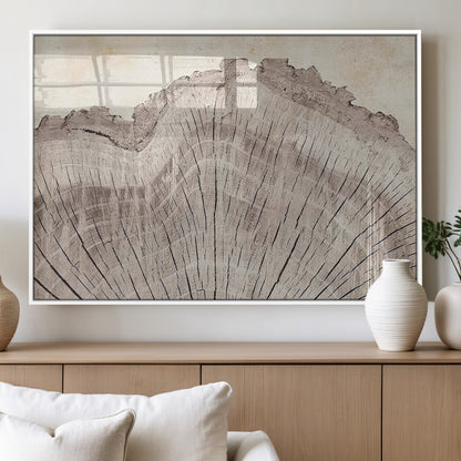 67528-MGV-FP-36X24-3P_White-Wood Ring Wall Art Canvas Print, Framed Tree Ring Art Picture Print, Rustic Tree Ring Perfect Neutral Boho Decor Artwork