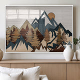 67950-MGV-FP-60X30-3P_White-Modern Wood Wall Art Canvas Print, Framed Mountain Range Art Picture Print, Wood Mountain Range Perfect Rustic Decor Artwork
