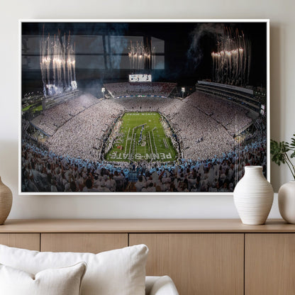 11391-MGV-FP-60X30-3P_White-Penn State Stadium Wall Art – Panoramic White Out Football Game Canvas Print, College Sports Decor for Office, Man Cave, or Living