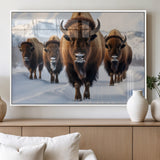 56701-MGV-FP-36X24-3P_White-Bison Herd Wall Art – Buffalo Walking in Snowy Mountains Canvas Print, Rustic Wildlife Decor for Cabin, Lodge, or Living Room