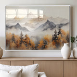 70049-MGV-FP-36X24-3P_White-Autumn Mountain Forest Wall Art – Misty Landscape Canvas Print, Rustic Nature Inspired Decor for Living Room, Bedroom or Office