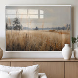 38193-MGV-FP-36X24-3P_White-Golden Meadow Wall Art – Serene Grassland Landscape Canvas Print, Rustic Nature Decor for Bedroom, Living Room or Farmhouse