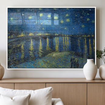94605-MGV-FP-36X24-3P_White-Starry Night Over the Rhone Wall Art – Vincent van Gogh Canvas Print, Famous Impressionist Painting for Living Room, Office