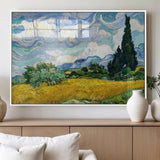 97252-MGV-FP-36X24-3P_White-Wheat Field with Cypress – Van Gogh Wall Art, Impressionist Landscape Canvas Print, Rustic Home Decor for Living Room or Office