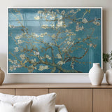 65607-MGV-FP-36X24-3P_White-Almond Blossom Wall Art – Van Gogh Blue Floral Canvas Print, Elegant Impressionist Painting Decor for Living Room, Bedroom or