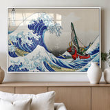 19450-MGV-FP-36X24-3P_White-Great Wave Adventure Wall Art – Japanese Style Ocean Canvas Print, Fantasy Sailing Decor for Living Room, Bedroom or Office