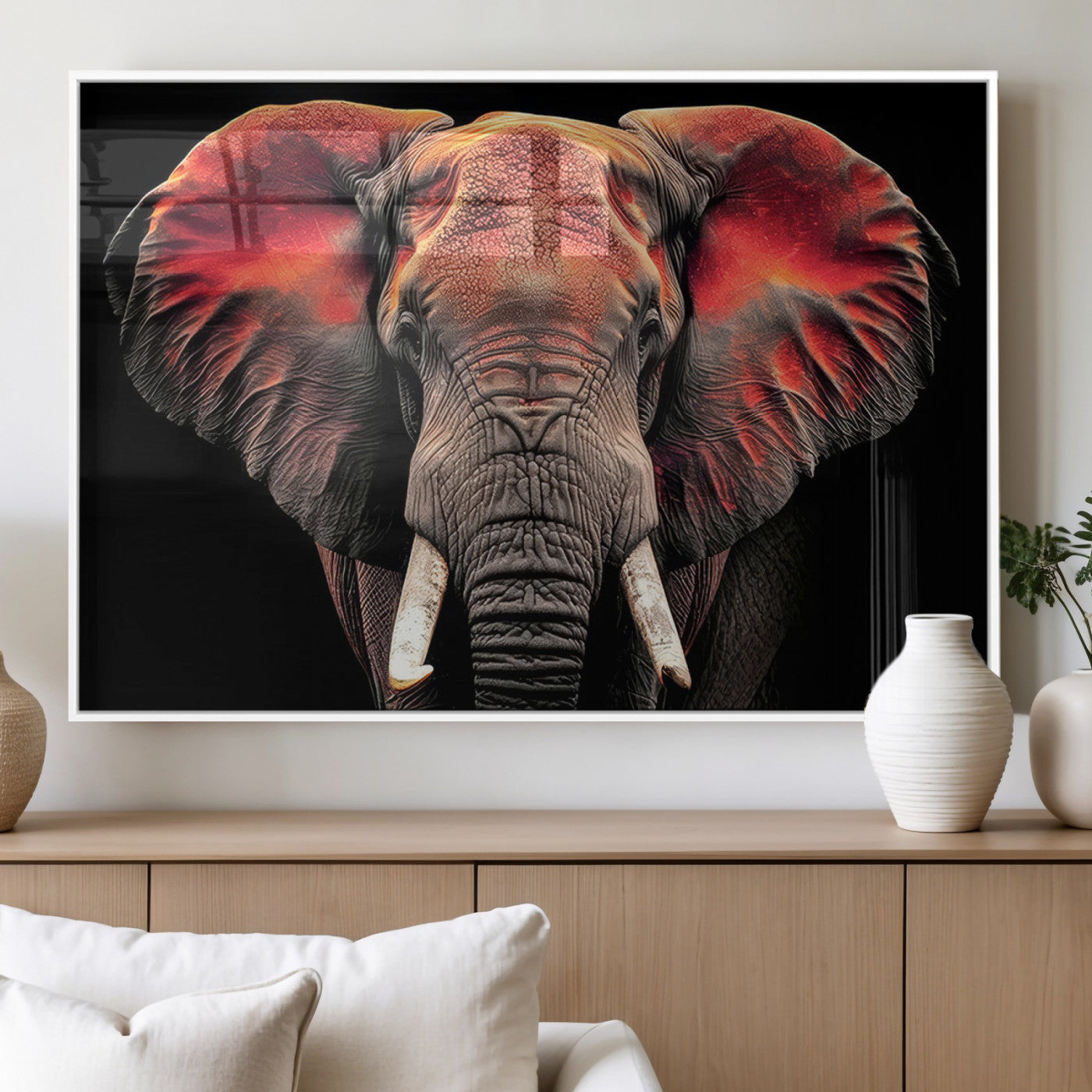 54719-MGV-FP-36X24-3P_White-Elephant Wall Art – Majestic African Elephant Canvas Print, Wildlife Safari Animal Decor for Living Room, Bedroom, Office or Man