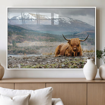 80252-MGV-FP-60X30-3P_White-Scottish Cow Wall Art Canvas Print, Framed Highland Cow Art Picture Print, Highland Cattle Perfect Rustic Farmhouse Decor Artwork