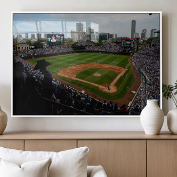 34859-MGV-FP-60X30-3P_White-Wrigley Field Wall Art Canvas Print, Framed Chicago Cubs Stadium Art Picture Print, Wrigley Stadium Field Perfect Sport Room Decor