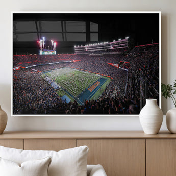 46899-MGV-FP-60X30-3P_White-Ben Hill Griffin Stadium Wall Art Canvas Print, Framed Football Stadium Art Picture Print, Florida Football Stadium Perfect Sport