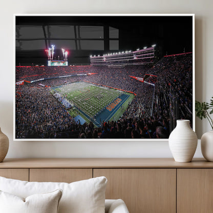 46899-MGV-FP-60X30-3P_White-Ben Hill Griffin Stadium Wall Art Canvas Print, Framed Football Stadium Art Picture Print, Florida Football Stadium Perfect Sport