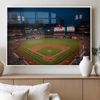 38612-MGV-FP-60X30-3P_White-Busch Stadium Wall Art Canvas Print, Framed Missouri Stadium Art Picture Print, Busch Stadium Field Perfect Sports Room Decor
