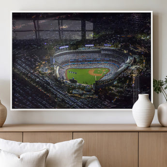 16515-MGV-FP-60X30-3P_White-Dodgers Stadium Wall Art Canvas Print, Framed Baseball Stadium Art Picture Print, Dodgers Field Perfect Sport Room Decor Artwork