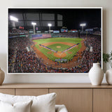 47365-MGV-FP-36X24-3P_White-Fenway Park Stadium Wall Art Canvas Print, Framed Boston Baseball Stadium Art Picture Print, MLB Stadium Field Perfect Sport Room