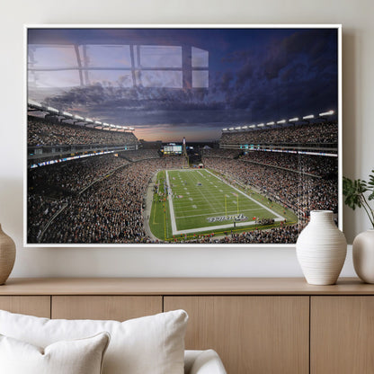 52712-MGV-FP-36X24-3P_White-Gillette Stadium Field Wall Art Canvas Print, Framed Massachusetts Stadium Art Picture Print, Gillette Stadium Perfect Sport Room