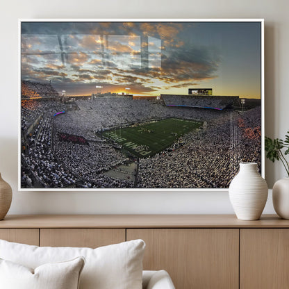 38807-MGV-FP-36X24-3P_White-Beaver Stadium Wall Art Canvas Print, Framed Beaver Stadium Field Art Picture Print, Football Stadium Perfect Sport Room Decor