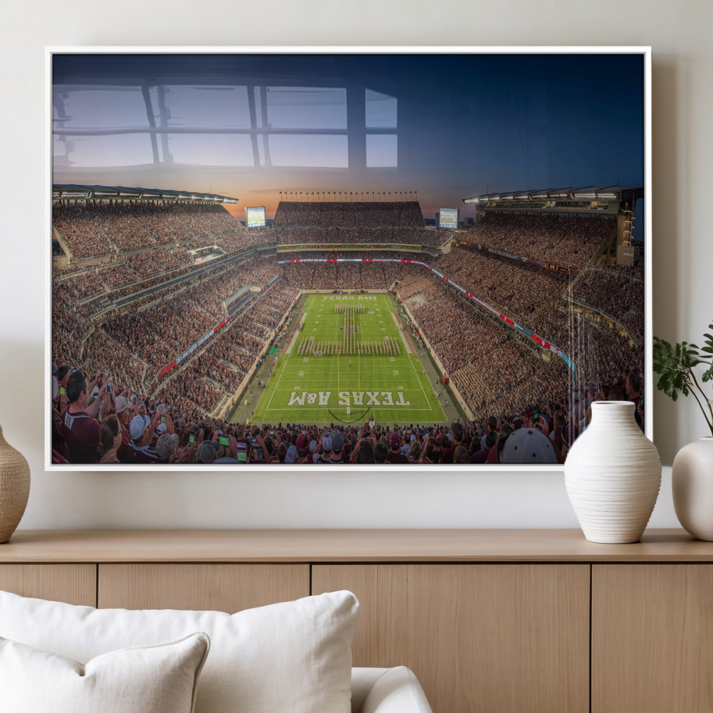 17421-MGV-FP-60X30-3P_White-Kyle Field Wall Art Canvas Print, Framed Texas Stadium Art Picture Print, Kyle Field Stadium Perfect Sport Room Decor Artwork