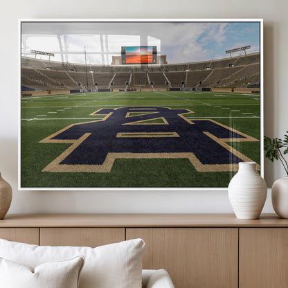 52835-MGV-FP-36X24-3P_White-Notre Dame Stadium Wall Art Canvas Print, Framed Indiana Stadium Art Picture Print, Notre Dame Field Perfect Sport Room Decor