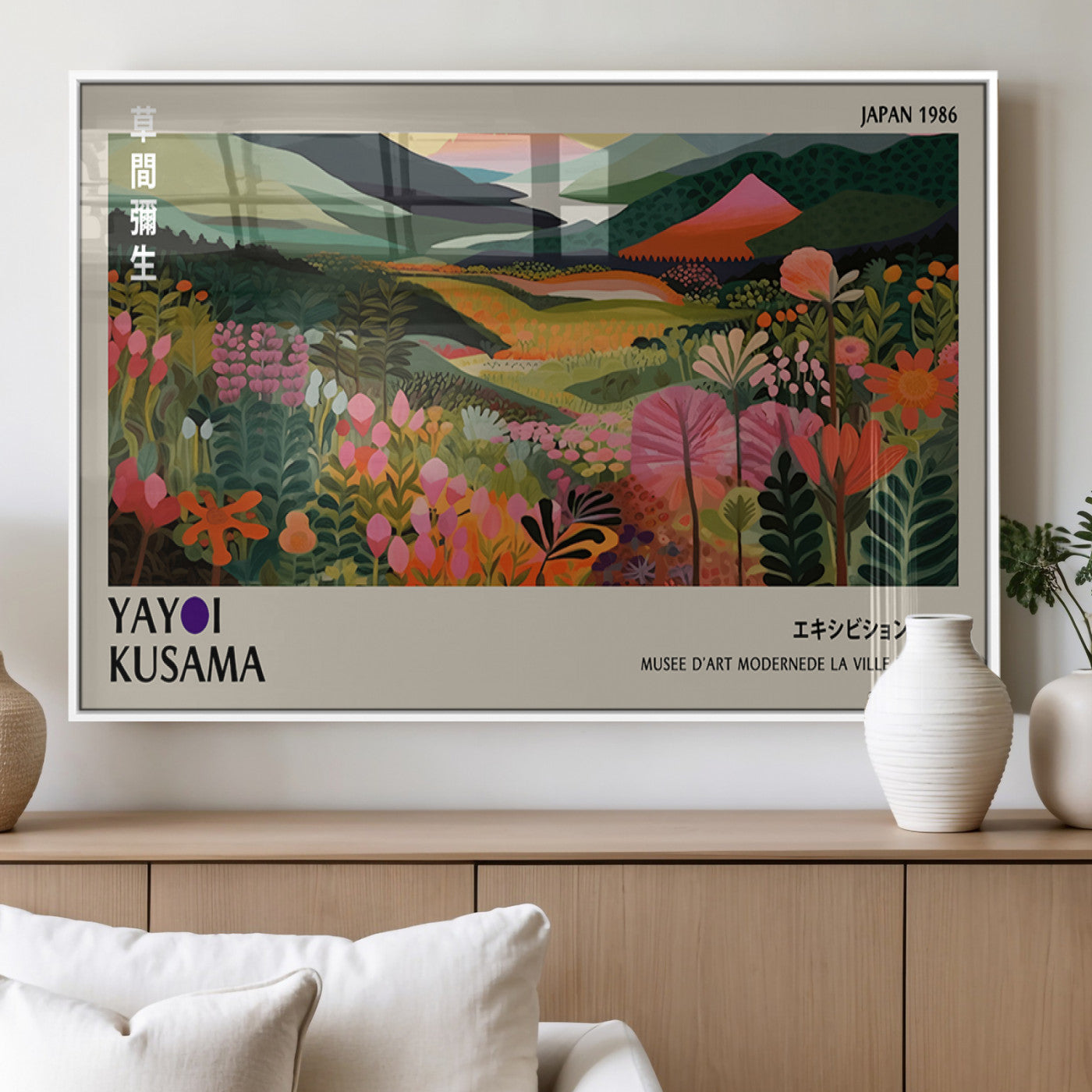 75719-MGV-FP-36X24-3P_White-Botanical Mountain Valley Wall Art – Panoramic Nature Canvas Print, Vibrant Floral Field Artwork for Living Room, Bedroom, Office,