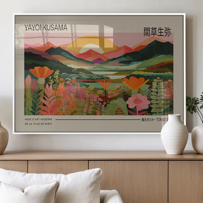 17753-MGV-FP-36X24-3P_White-Floral Sunset Landscape Wall Art – Panoramic Nature Canvas Print, Vibrant Botanical Artwork for Living Room, Bedroom, Office, or