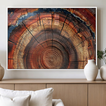 28555-MGV-FP-60X30-3P_White-Tree Ring Wall Art – Rustic Wood Grain Canvas Print, Natural Texture Abstract Artwork Poster for Living Room, Bedroom, Office,