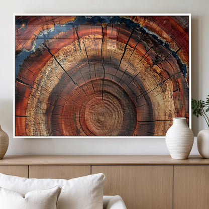 28555-MGV-FP-60X30-3P_White-Tree Ring Wall Art – Rustic Wood Grain Canvas Print, Natural Texture Abstract Artwork Poster for Living Room, Bedroom, Office,