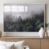 42578900-MGV-FP-36X24-3P_White-Misty Pine Forest Wall Art – Tranquil Foggy Mountain Canvas Print, Nature Landscape Décor for Bedroom, Living Room, Cabin or