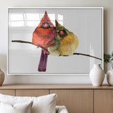 67752-MGV-FP-36X24-3P_White-Cardinal Couple Wall Art – Male and Female Cardinal Canvas Print, Romantic Bird Artwork for Nature Lovers, Living Room, Bedroom,