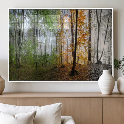 95317-MGV-FP-36X24-3P_White-Four Seasons Forest Wall Art – Panoramic Nature Canvas Print Showing Spring, Summer, Autumn and Winter Landscape for Living Room,