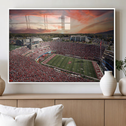51135-MGV-FP-36X24-3P_White-Indiana Hoosiers Stadium Wall Art – Panoramic Football Canvas Print with Game Day Crowd and Sunset Sky, Sports Artwork for Man