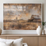 FARM2-MGV-FP-60X30-3P_White-Rustic Farmhouse Wall Art Canvas Print, Framed Old Barn Art Picture Print, Southwestern Farmhouse Perfect Rustic Decor Artwork