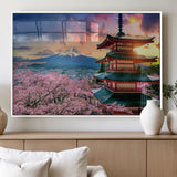 32331262-MGV-FP-36X24-3P_White-Mount Fuji Japan Wall Art – Cherry Blossom Landscape Canvas Print, Chureito Pagoda Sunset Photography, Japanese Nature Travel
