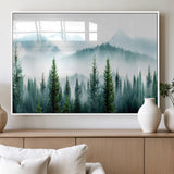 16716676-MGV-FP-36X24-3P_White-Pine Forest Wall Art Canvas Print, Framed Misty Mountains Art Picture Print, Foggy Trees Perfect Moody Forest Decor Artwork