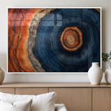 72209152-MGV-FP-36X24-3P_White-Abstract Tree Ring Wall Art – Vibrant Blue Orange Wood Grain Canvas Print, Rustic Modern Nature Artwork for Living Room, Office,
