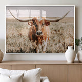 54986862-MGV-FP-60X30-3P_White-Majestic Longhorn Wall Art – Canvas Print of Graceful Strength & Bold Spirit, Wild Plains Beauty Nature Inspired Rustic Decor for