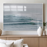 73969318-MGV-FP-60X30-3P_White-Ocean Waves Wall Art Canvas Print, Framed Surfer Lineup Art Picture Print, Crowded Ocean Perfect Minimal Coastal Decor Artwork
