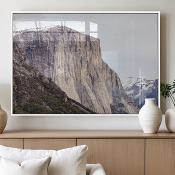 74506434-MGV-FP-36X24-3P_White-El Capitan Wall Art Canvas Print, Framed Yosemite Cliff Art Picture Print, Sierra Nevada Perfect Sierra Minimalism Decor Artwork