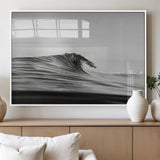 24029476-MGV-FP-36X24-3P_White-Black Wave Wall Art Canvas Print, Framed Abstract Surf Art Picture Print, Minimalist Ocean Perfect Minimalist Coastal Decor