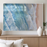 17641845-MGV-FP-36X24-3P_White-Aerial Ocean Wall Art Canvas Print, Framed Blue Waves Art Picture Print, Sandy Shoreline Perfect Modern Coastal Decor Artwork