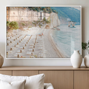 84816639-MGV-FP-60X30-3P_White-Mediterranean Beach Wall Art Canvas Print, Framed Airy Coastal Art Picture Print, Summer Shore Perfect Coastal Retreat Decor