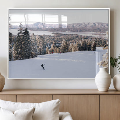 79857868-MGV-FP-60X30-3P_White-Snowy Mountain Wall Art Canvas Print, Framed Ski Slope Art Picture Print, Winter Forest Perfect Modern Rustic Decor Artwork